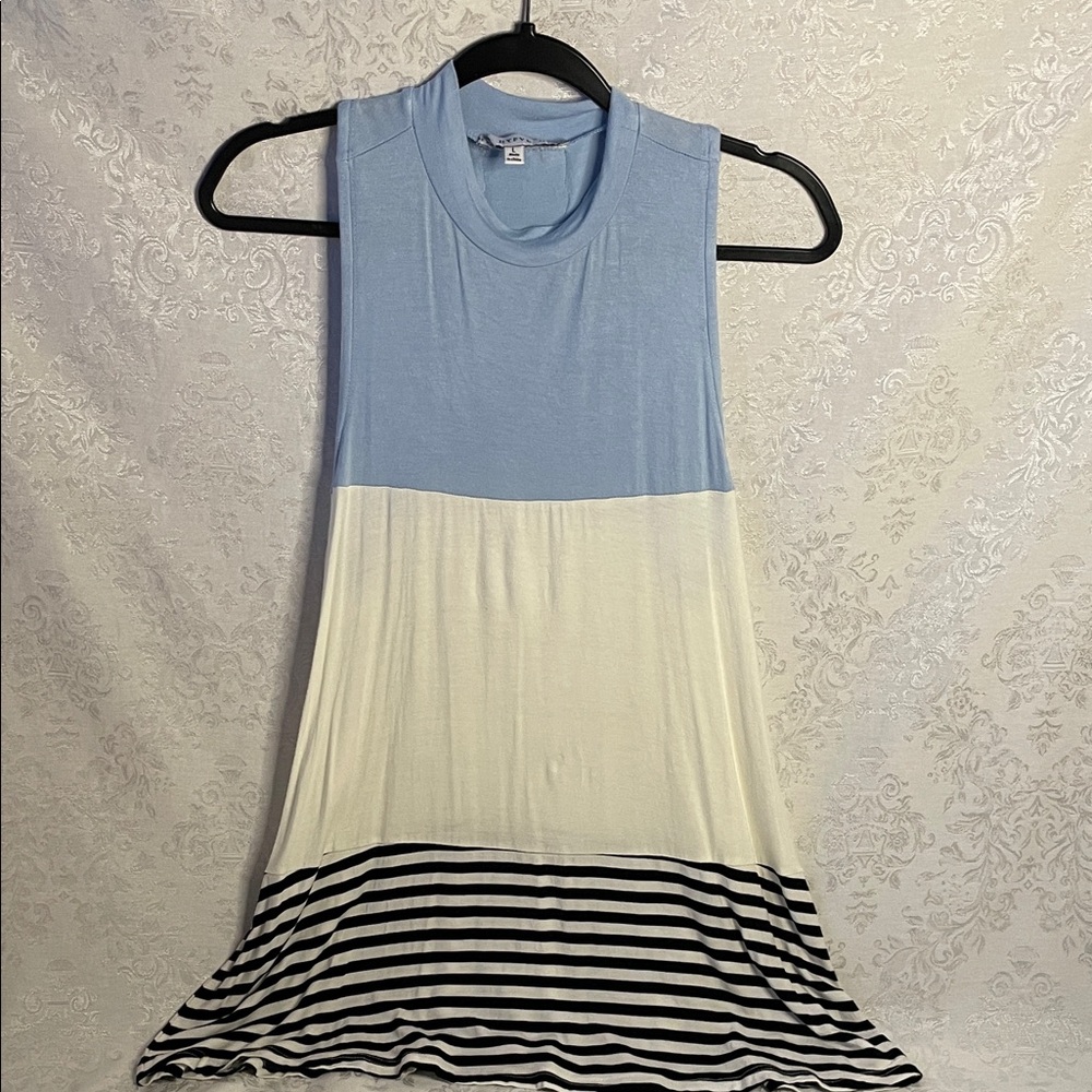 NWOT HYFVE Blue & Cream Striped Tank Top.  Size Large